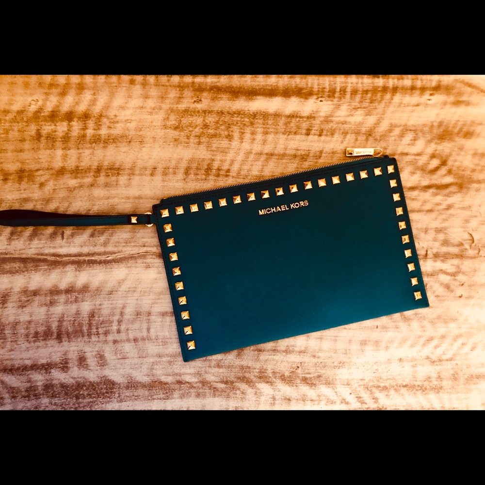 Beautiful MK Selma Gold Studded Wristlet/Clutch